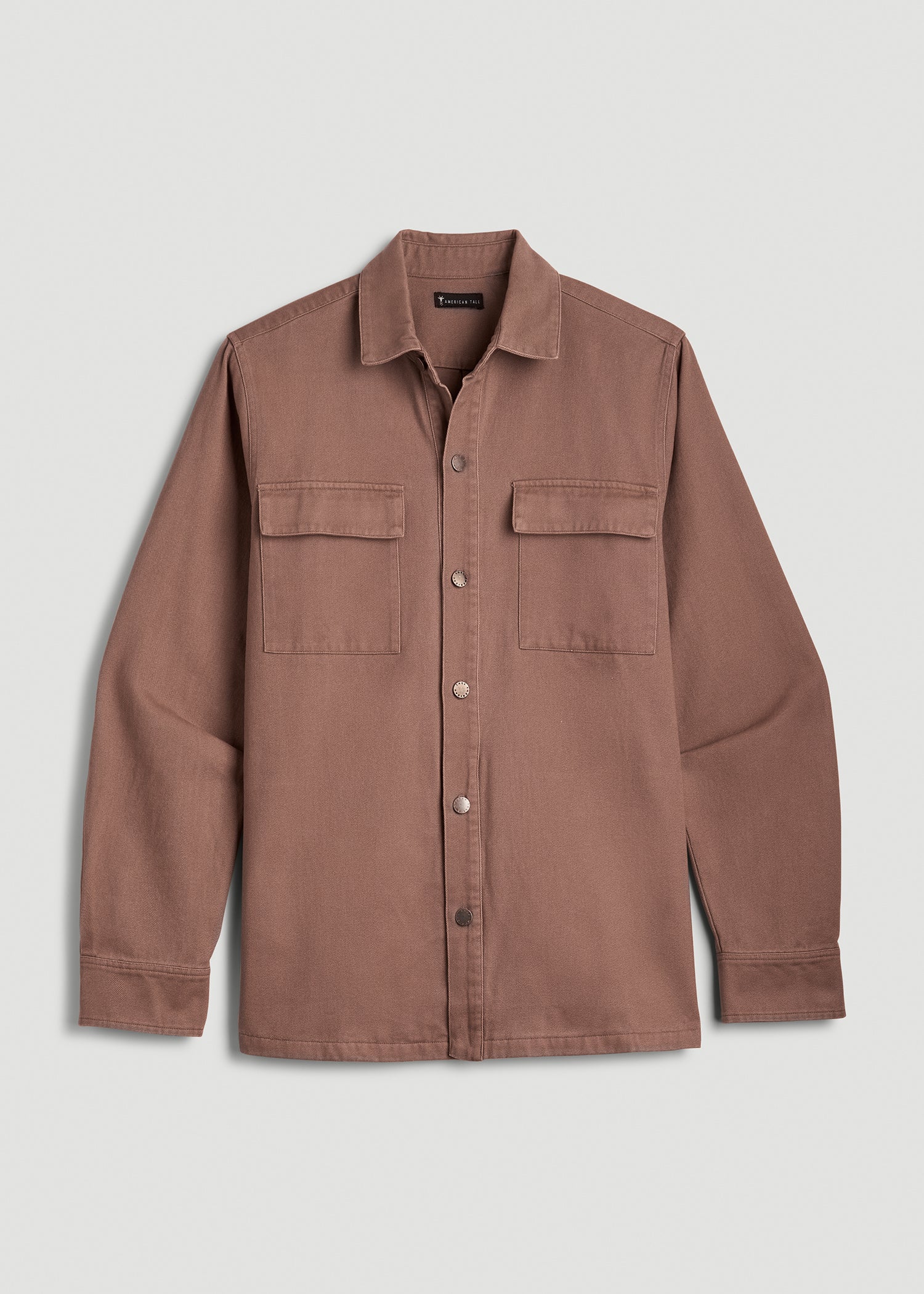 American Tall Outlet | Casual Twill Shirt Jacket for Tall Men in Nutmeg