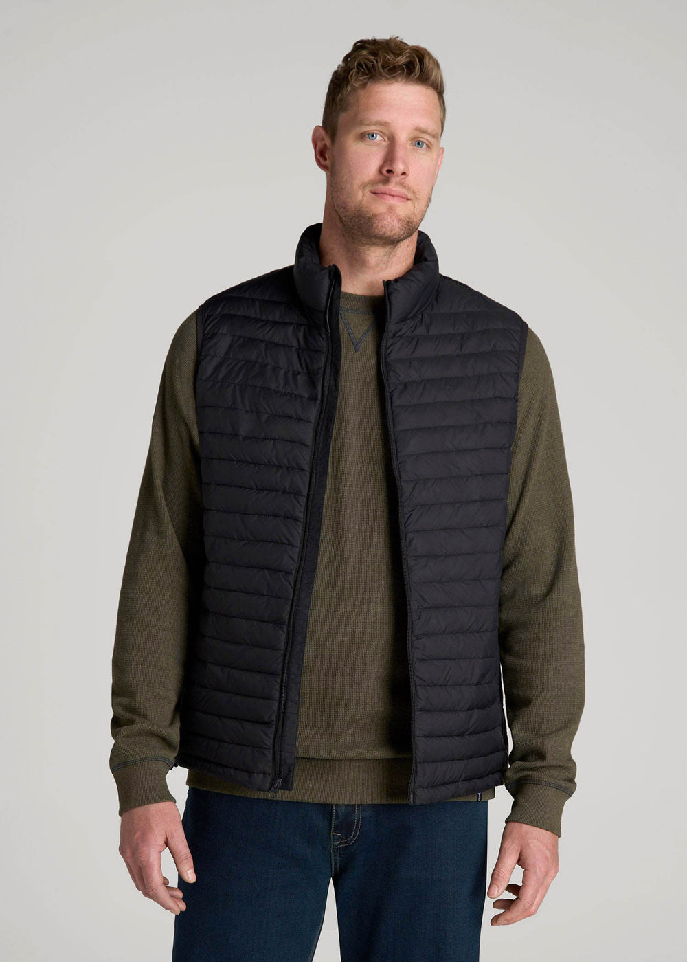 American Tall For Sale | Packable Puffer Vest for Tall Men in Black