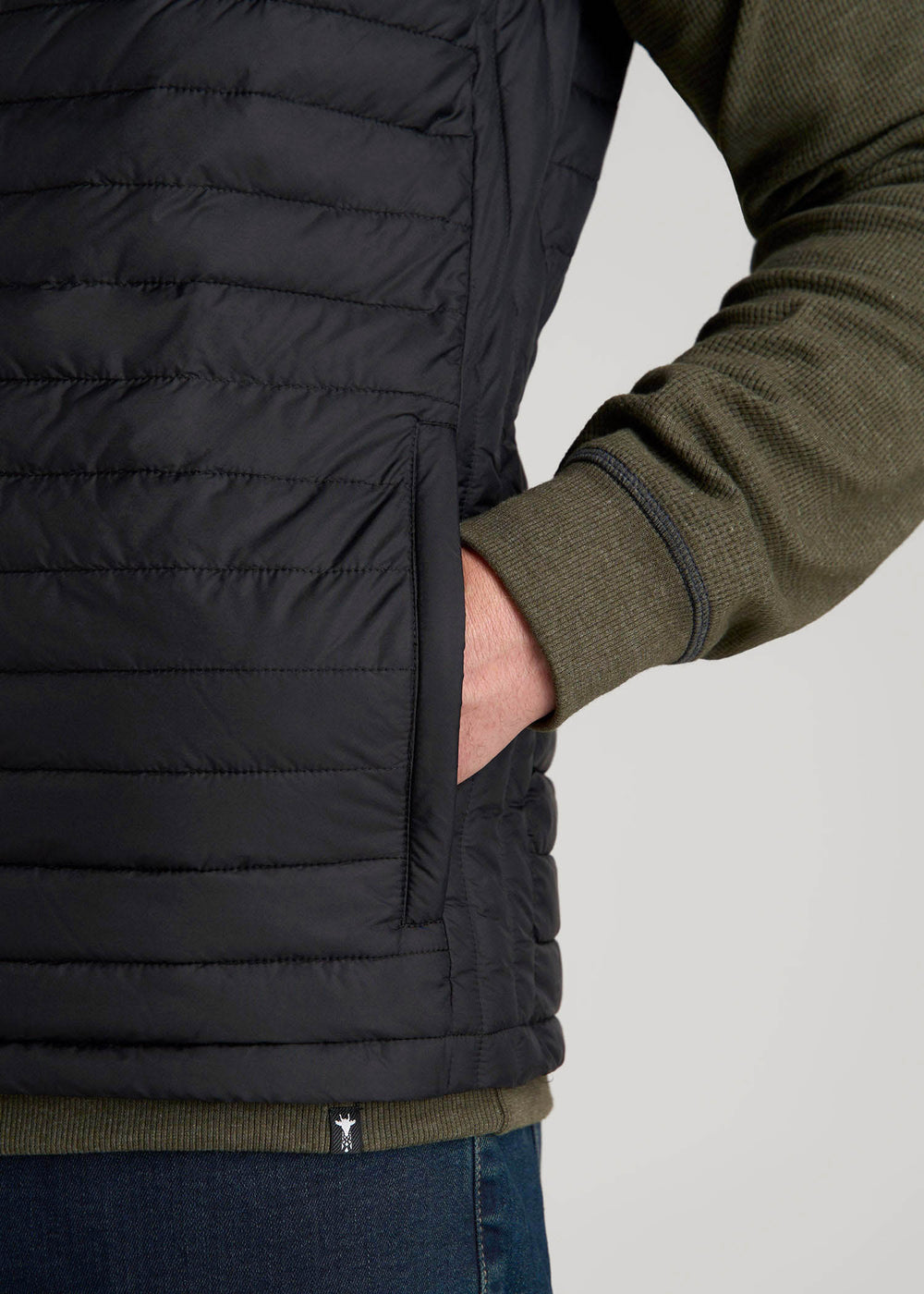 American Tall For Sale | Packable Puffer Vest for Tall Men in Black