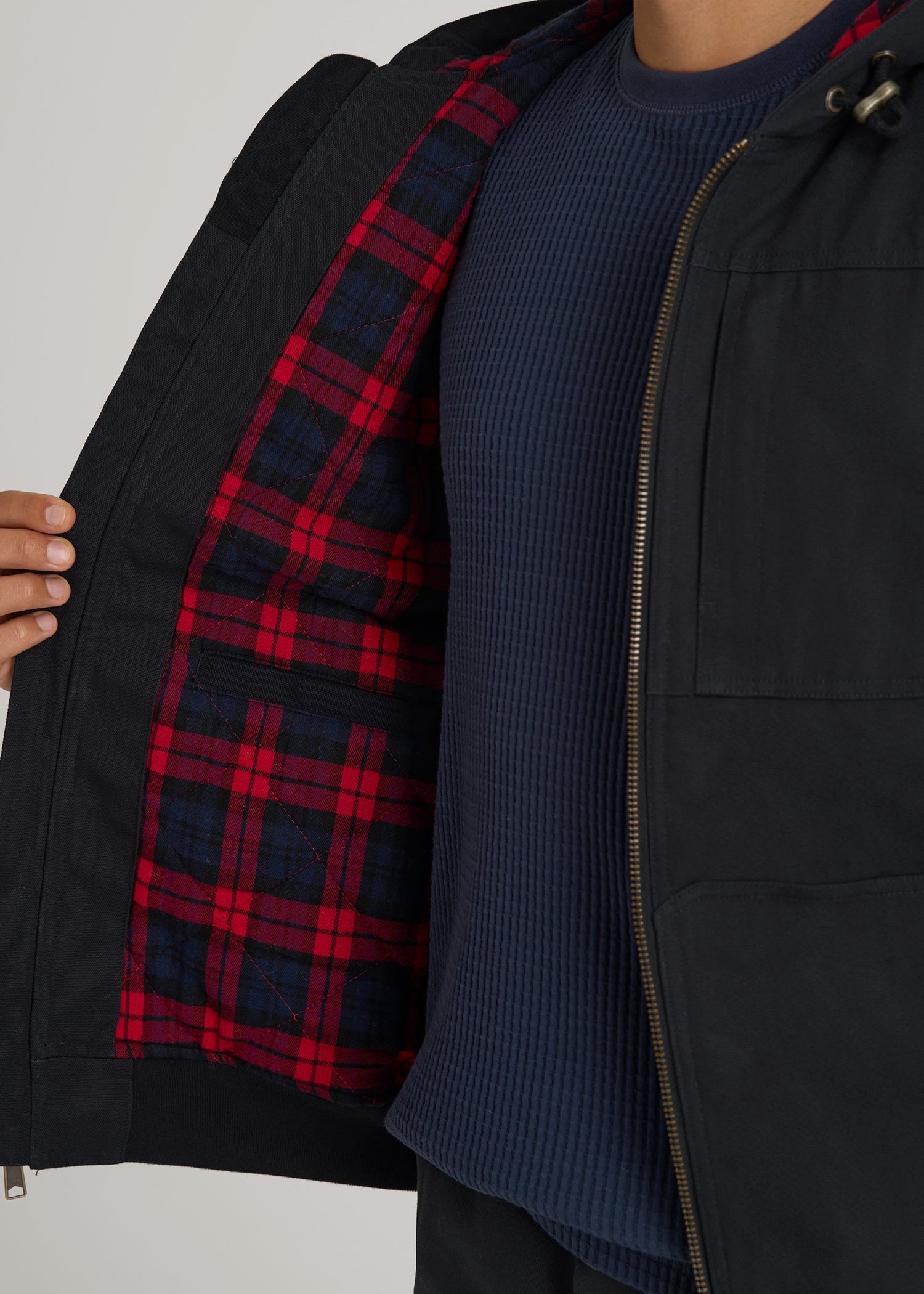 American Tall Discount | LJ&S Flannel-Lined Canvas Work Jacket for Tall Men in Black
