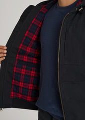 American Tall Discount | LJ&S Flannel-Lined Canvas Work Jacket for Tall Men in Black