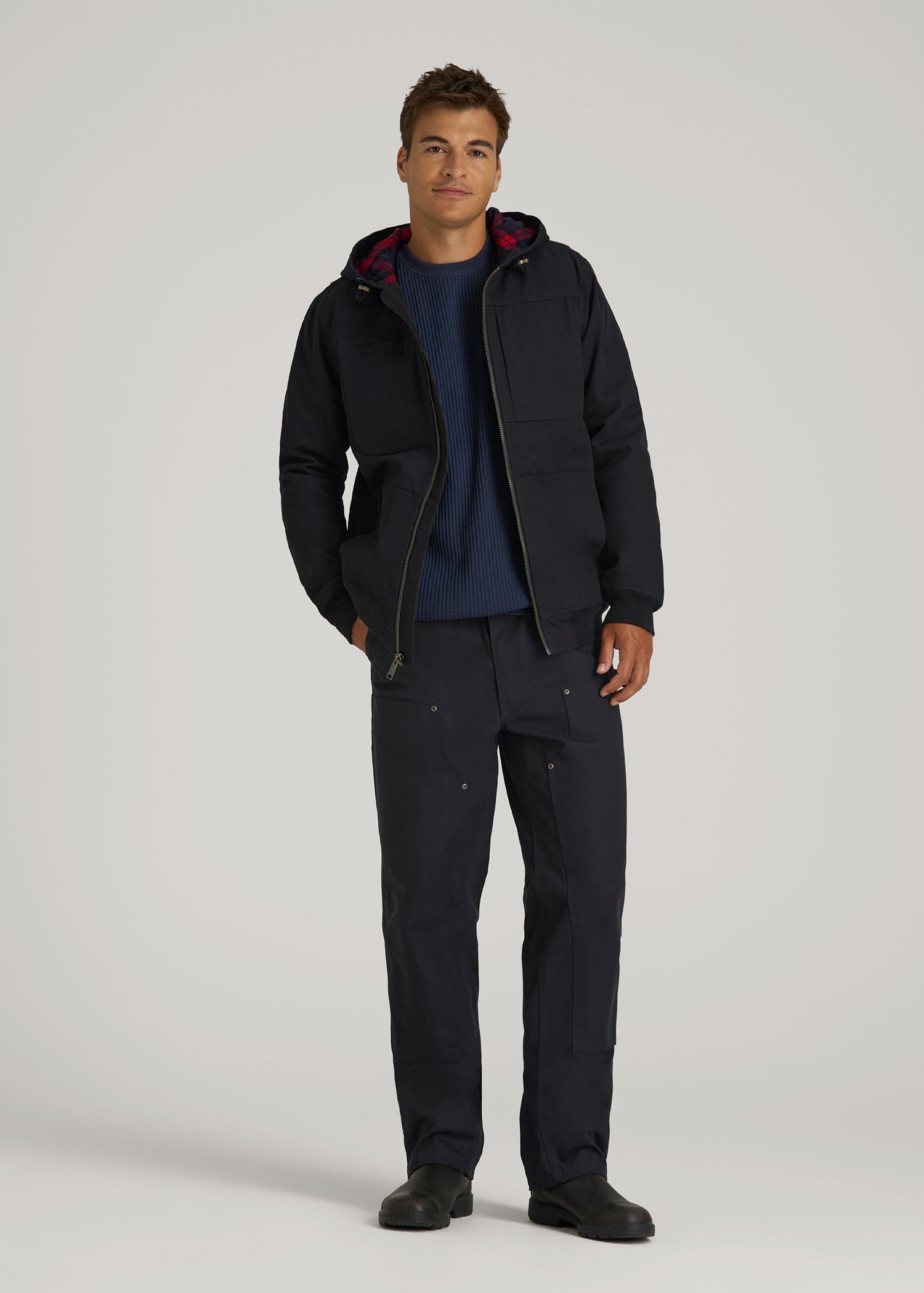 American Tall Discount | LJ&S Flannel-Lined Canvas Work Jacket for Tall Men in Black