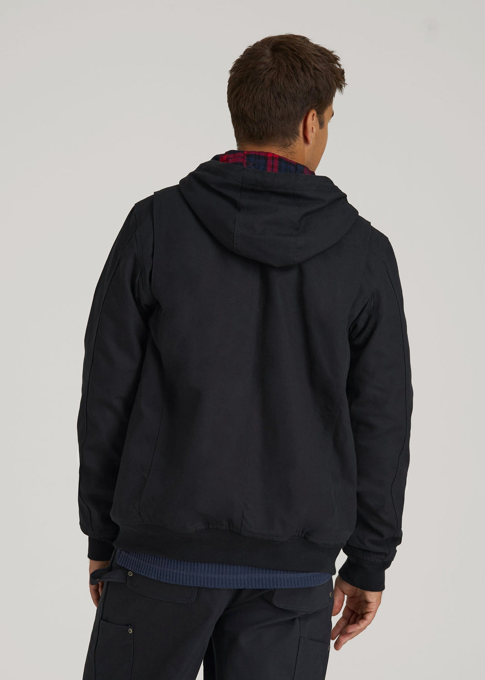 American Tall Discount | LJ&S Flannel-Lined Canvas Work Jacket for Tall Men in Black