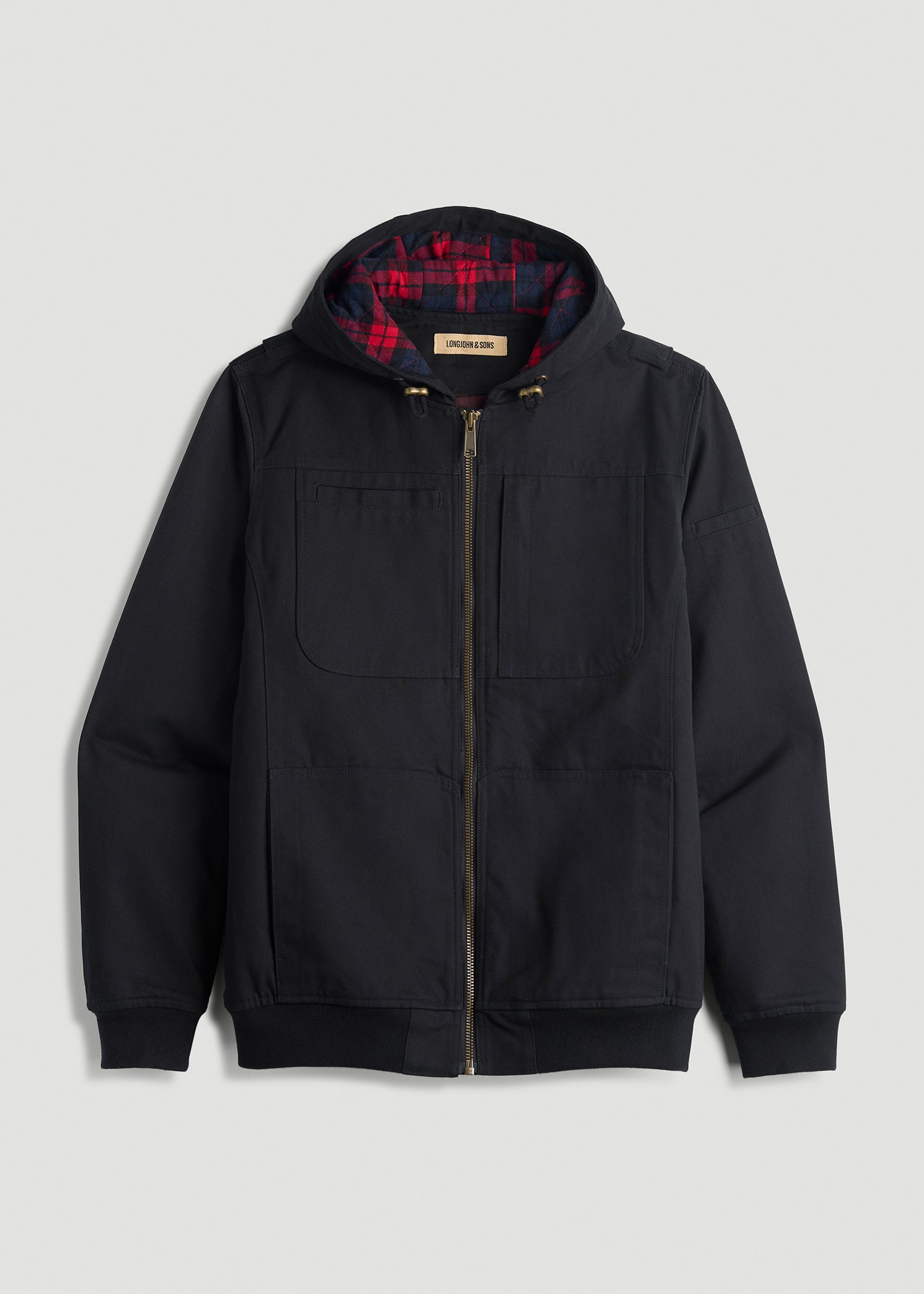 American Tall Discount | LJ&S Flannel-Lined Canvas Work Jacket for Tall Men in Black