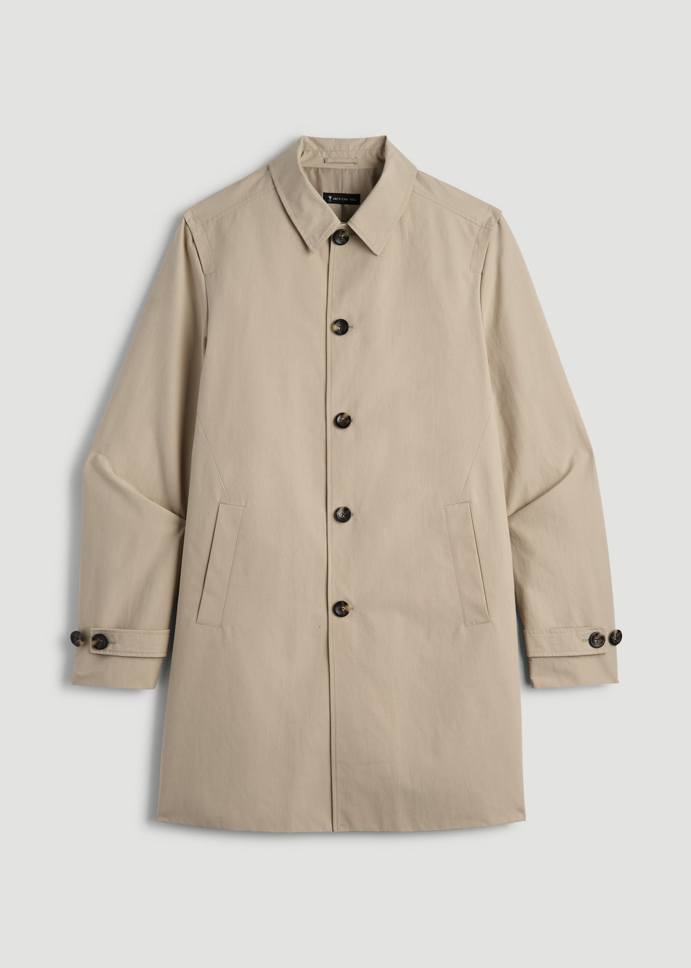 American Tall Sale | Minimalist Trench Coat for Tall Men in Light Khaki