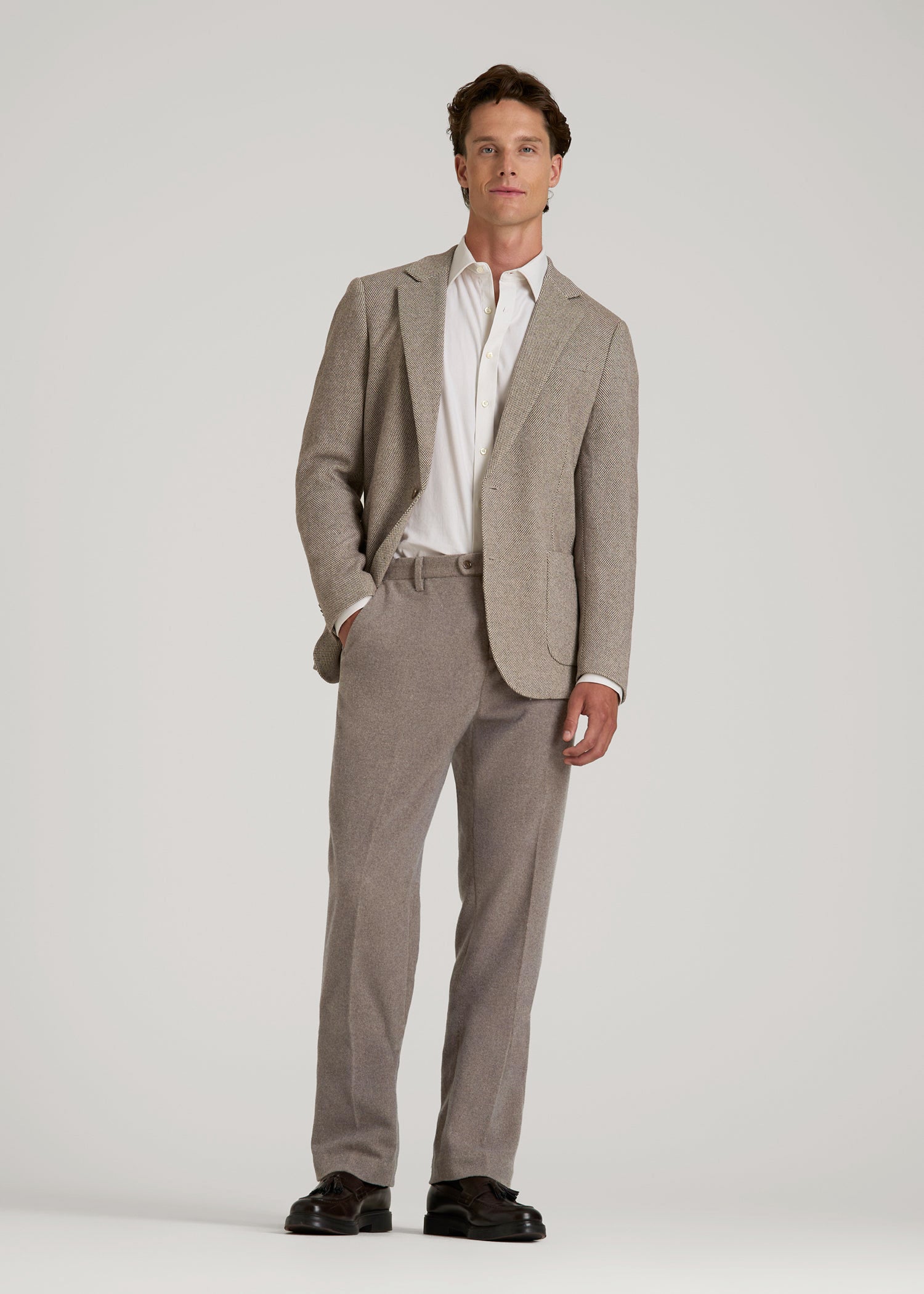 American Tall For Sale | Wool Blend Dress Pants for Tall Men in Taupe Mix