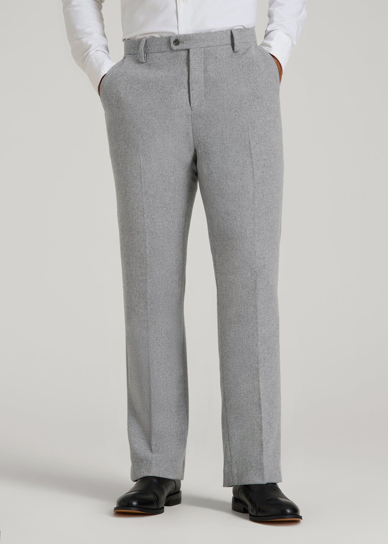 American Tall Discount | Wool Blend Dress Pants for Tall Men in Tin Grey Mix