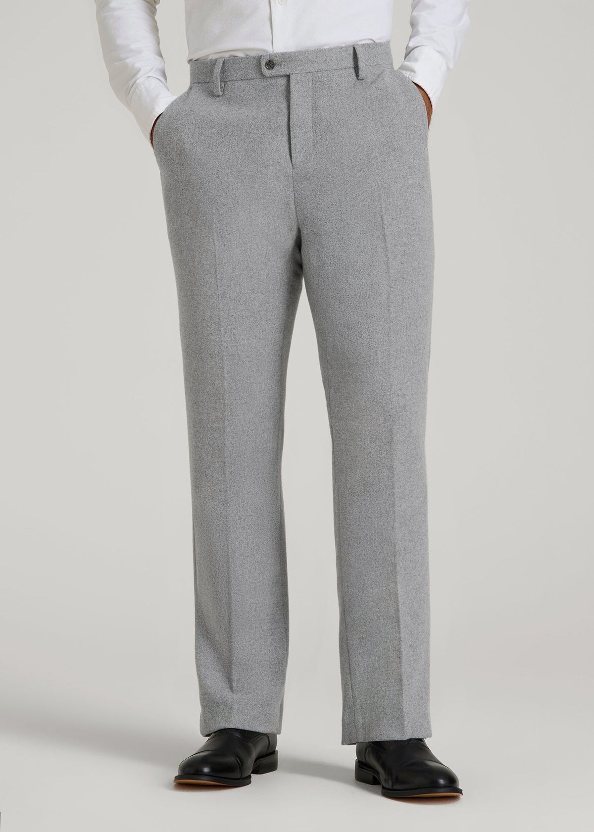 American Tall Discount | Wool Blend Dress Pants for Tall Men in Tin Grey Mix