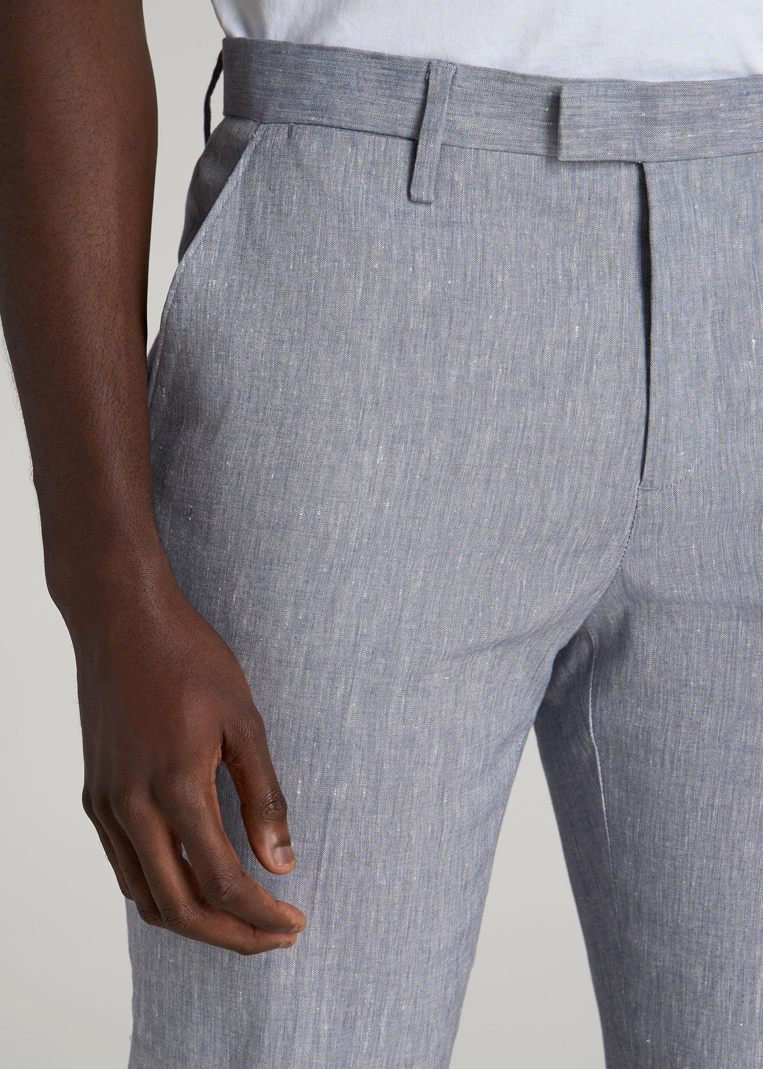 American Tall Sale | Stretch Linen Dress Pants for Tall Men in Navy Linen