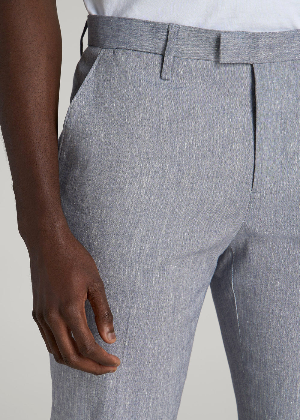 American Tall Sale | Stretch Linen Dress Pants for Tall Men in Navy Linen