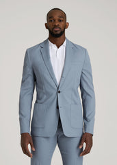 American Tall Online Shop | Textured Garment Washed Stretch Cotton Blazer for Tall Men in Chambray