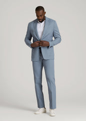 American Tall Online Shop | Textured Garment Washed Stretch Cotton Blazer for Tall Men in Chambray