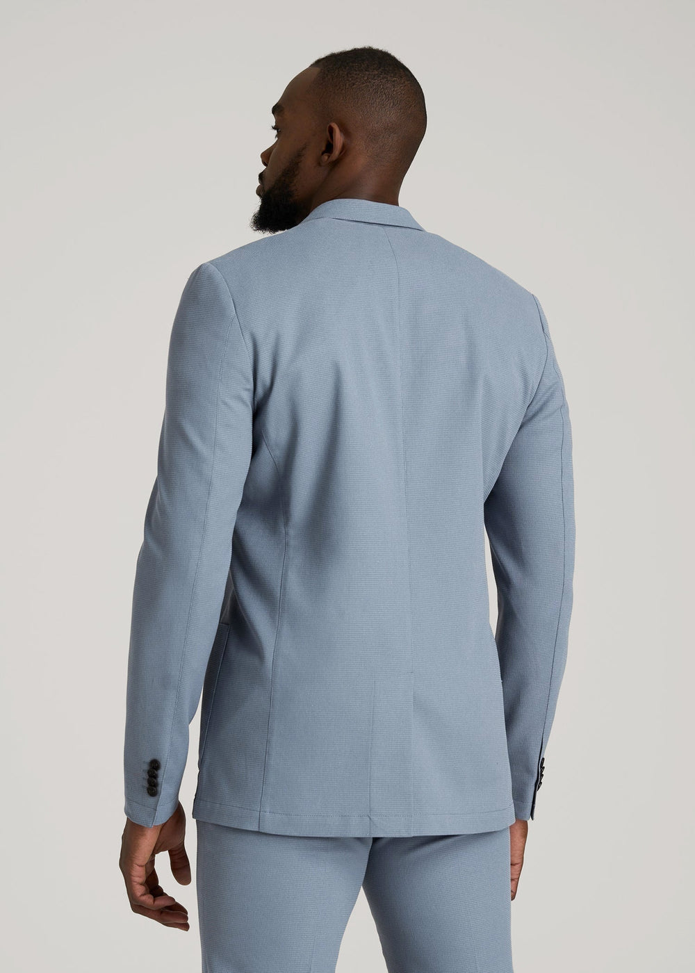 American Tall Online Shop | Textured Garment Washed Stretch Cotton Blazer for Tall Men in Chambray