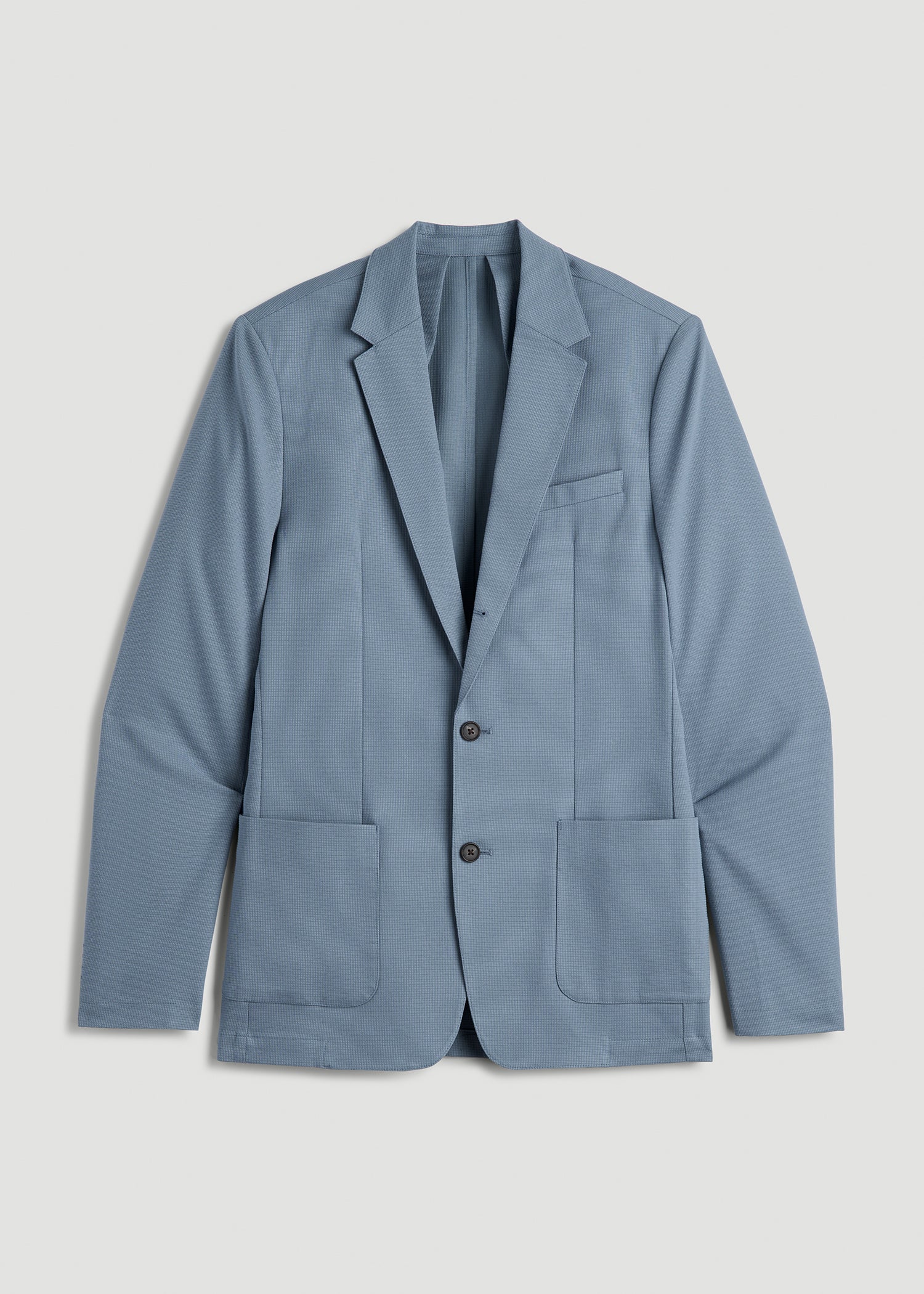 American Tall Online Shop | Textured Garment Washed Stretch Cotton Blazer for Tall Men in Chambray