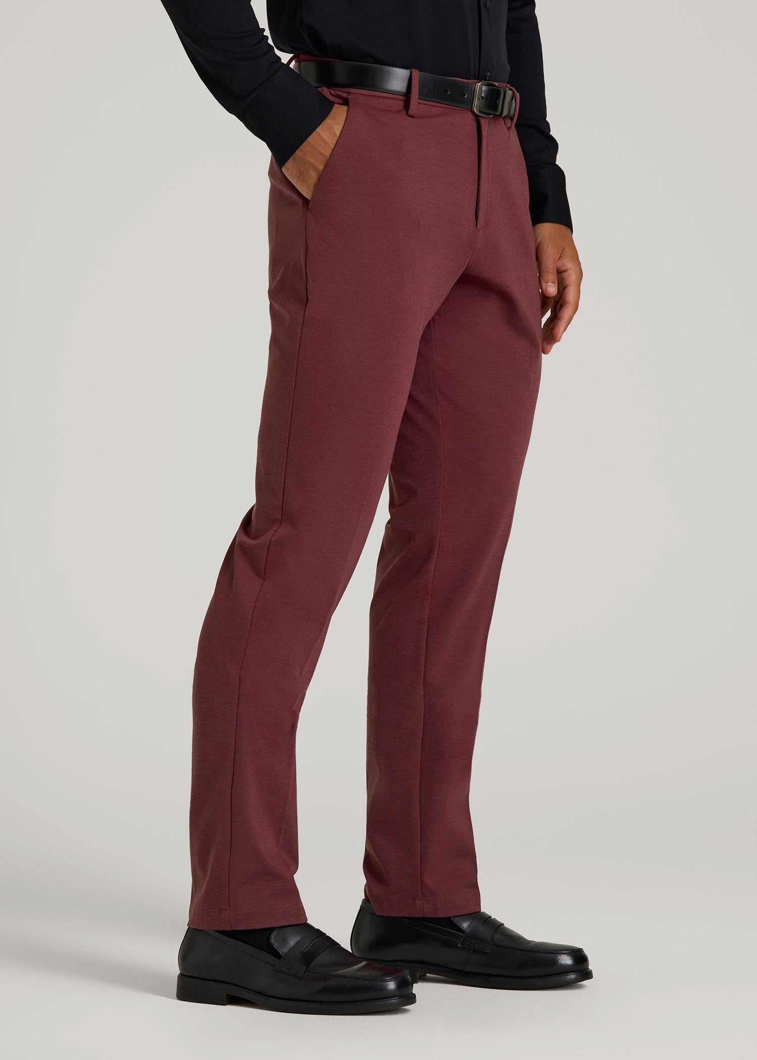 American Tall Discount | Flex Tech Suit Pants for Tall Men in Tawny Port Nailhead