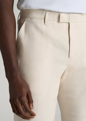 American Tall Sale | Stretch Linen Dress Pants for Tall Men in Light Beige Linen