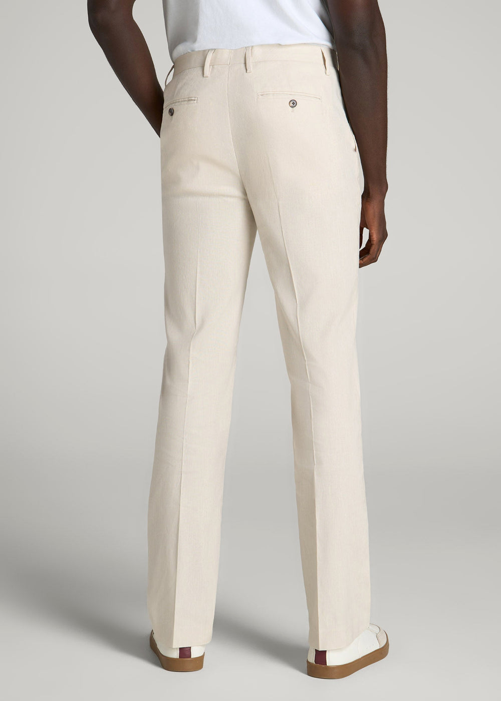 American Tall Sale | Stretch Linen Dress Pants for Tall Men in Light Beige Linen