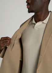 American Tall For Sale | Textured Garment Washed Stretch Cotton Blazer for Tall Men in Desert Khaki