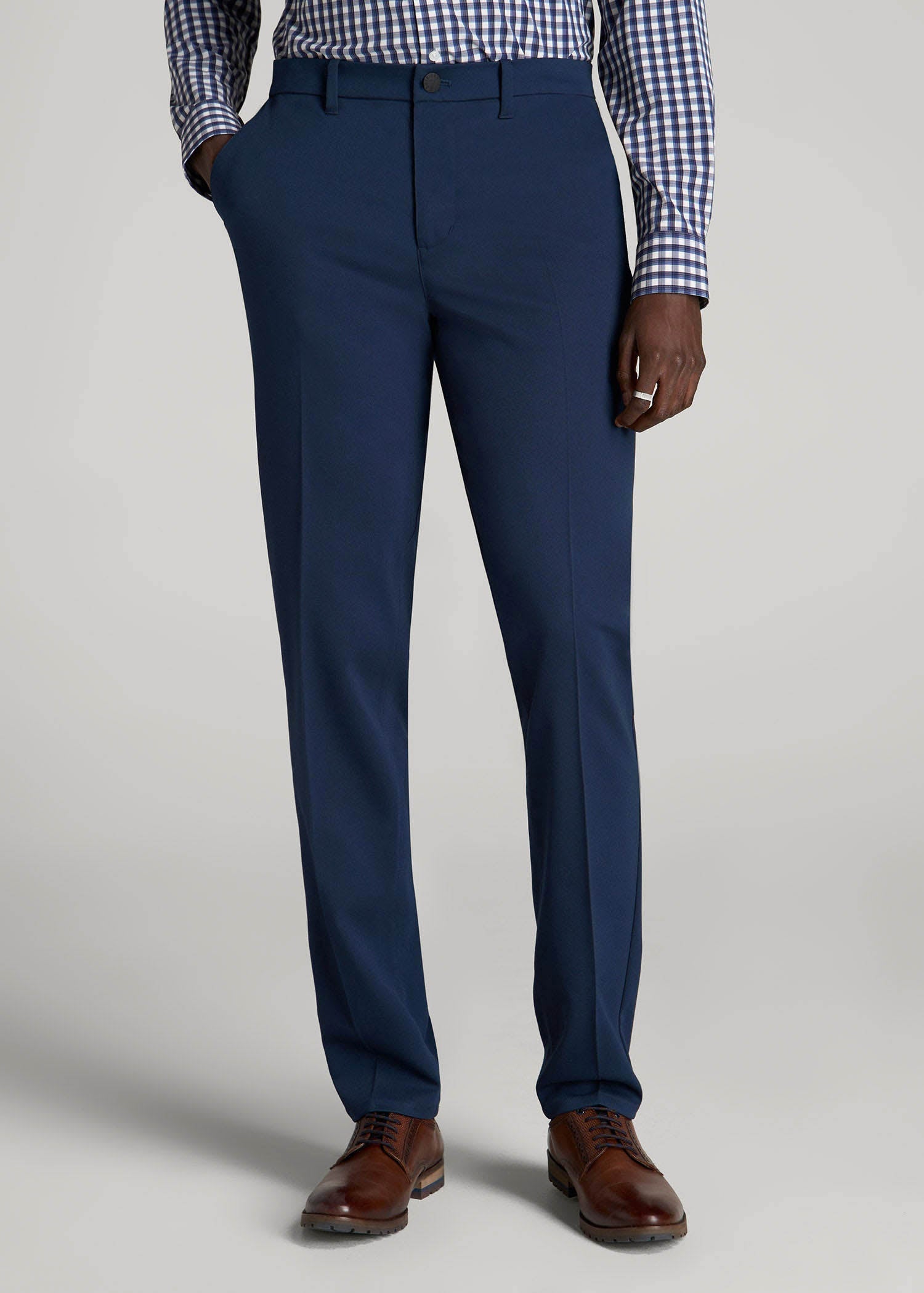 American Tall Online Shop | TAPERED-FIT Stretch Dress Pants for Tall Men in Marine Navy