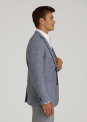American Tall Discount | Wool Blend Blazer for Tall Men in Navy Herringbone