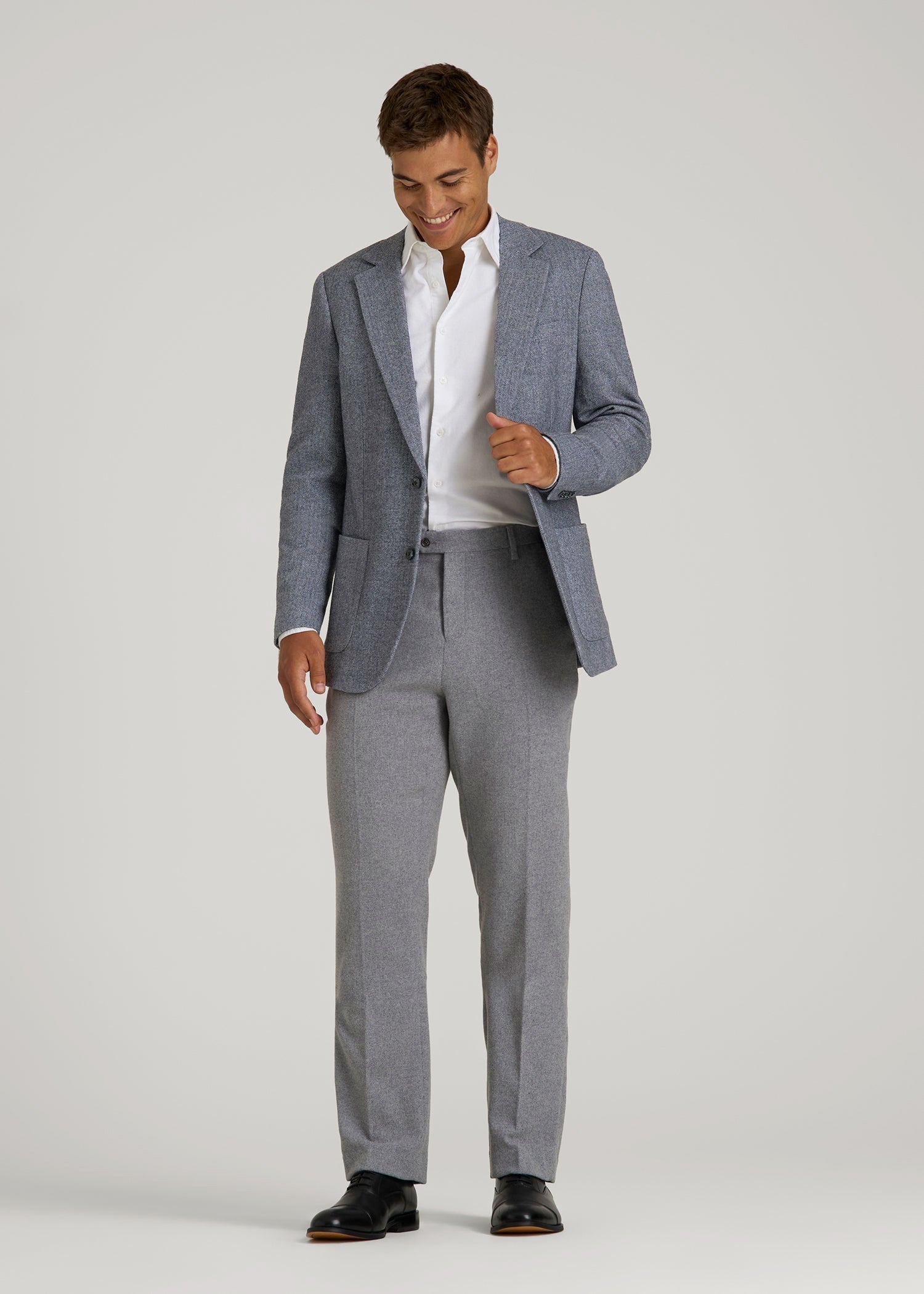 American Tall Discount | Wool Blend Blazer for Tall Men in Navy Herringbone