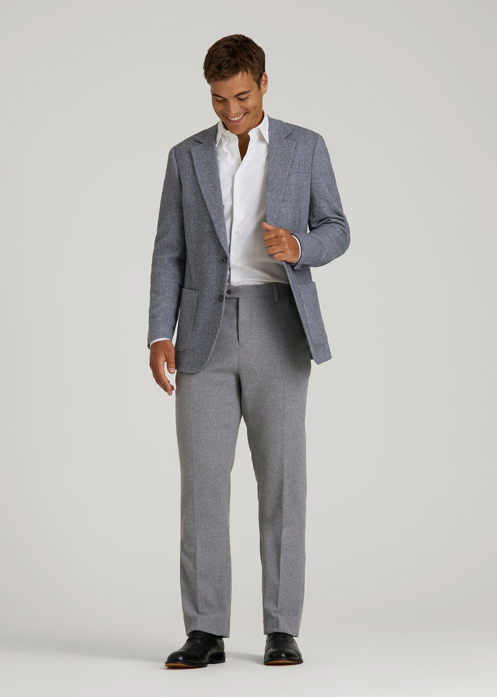American Tall Discount | Wool Blend Blazer for Tall Men in Navy Herringbone