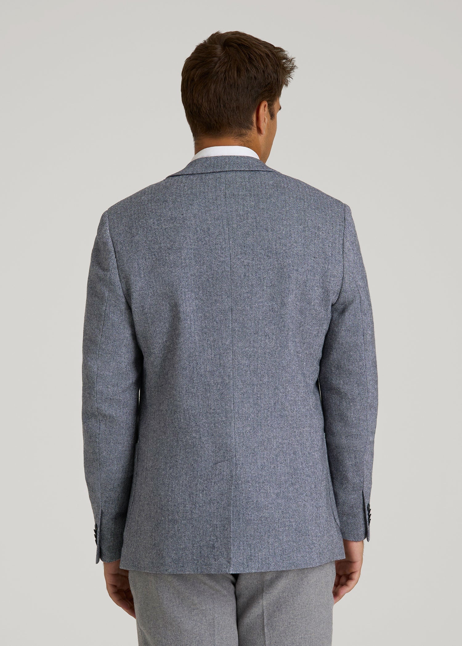 American Tall Discount | Wool Blend Blazer for Tall Men in Navy Herringbone