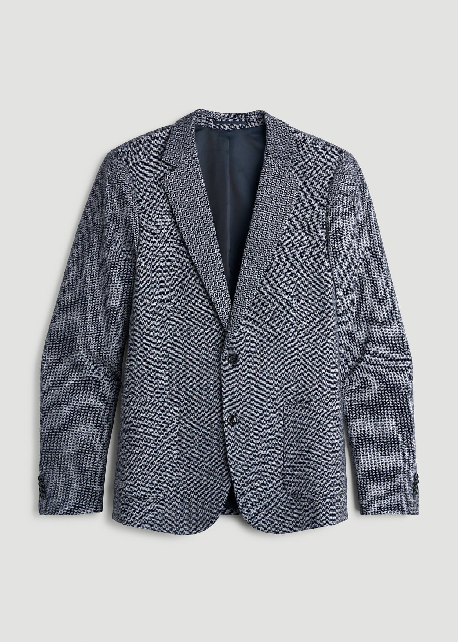 American Tall Discount | Wool Blend Blazer for Tall Men in Navy Herringbone