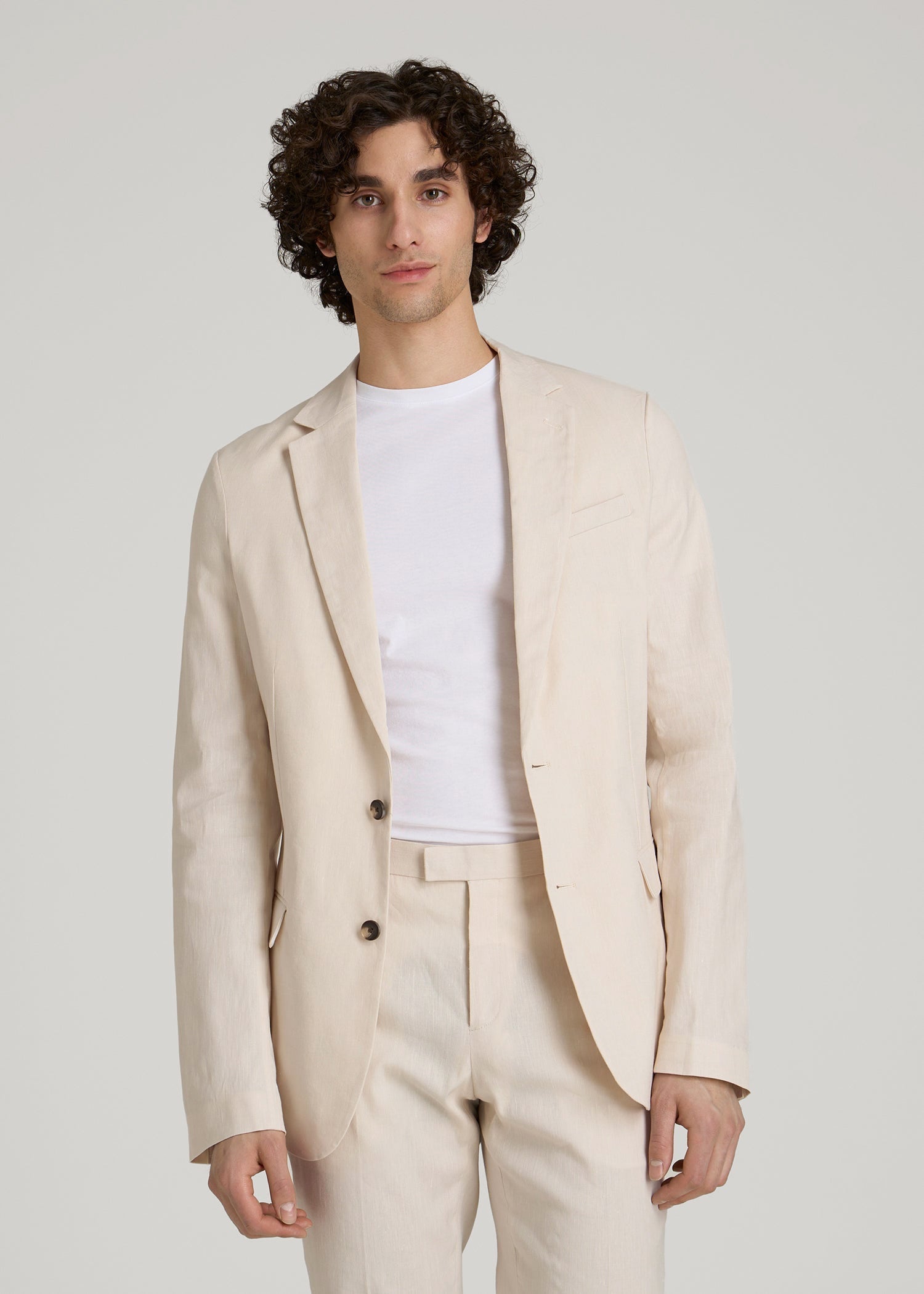 American Tall Online | Stretch Linen Blazer for Tall Men in Light Beige Linen