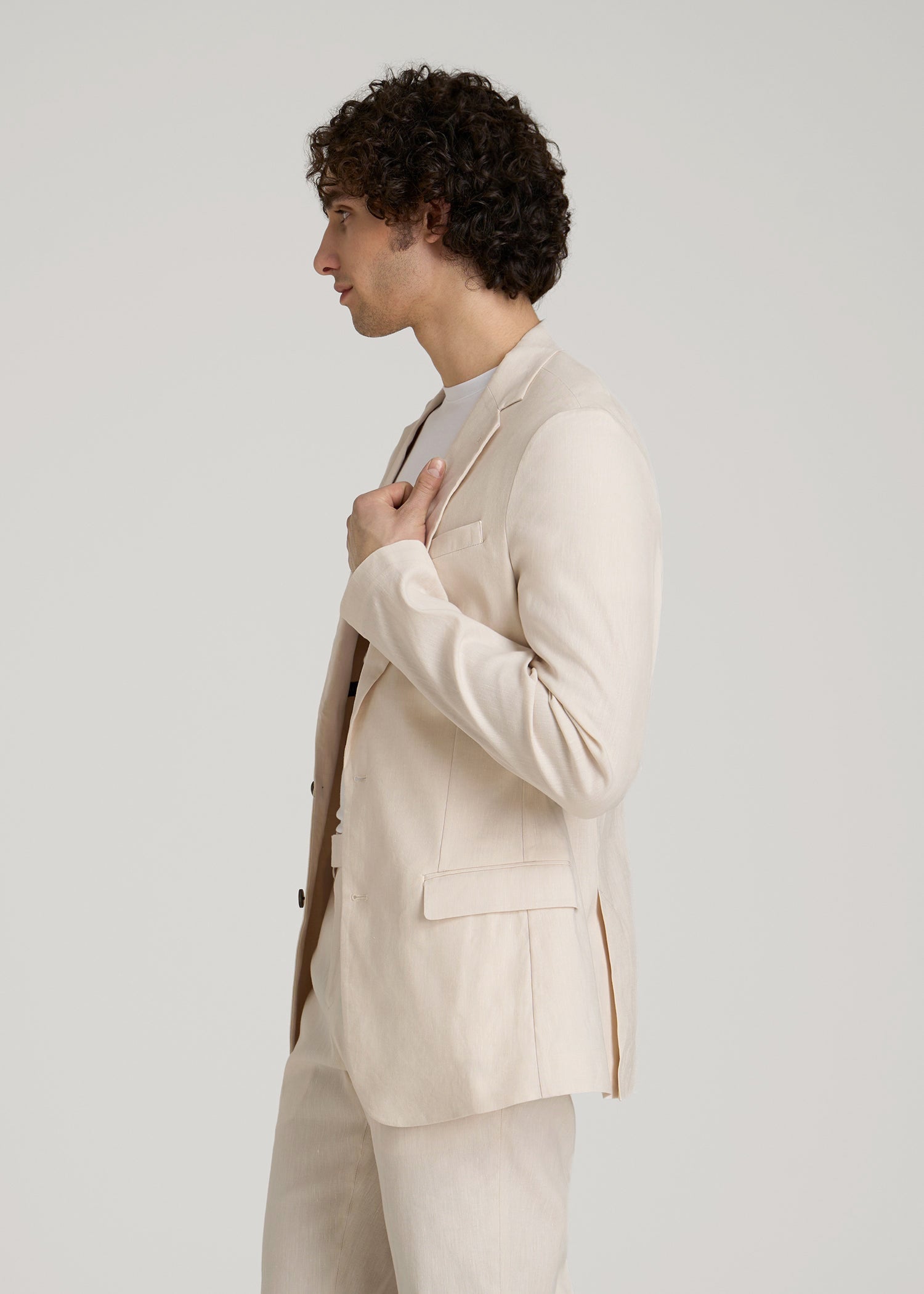 American Tall Online | Stretch Linen Blazer for Tall Men in Light Beige Linen