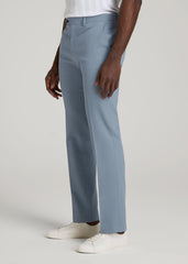 American Tall Outlet | Textured Garment Washed Stretch Cotton Suit Pants for Tall Men in Chambray