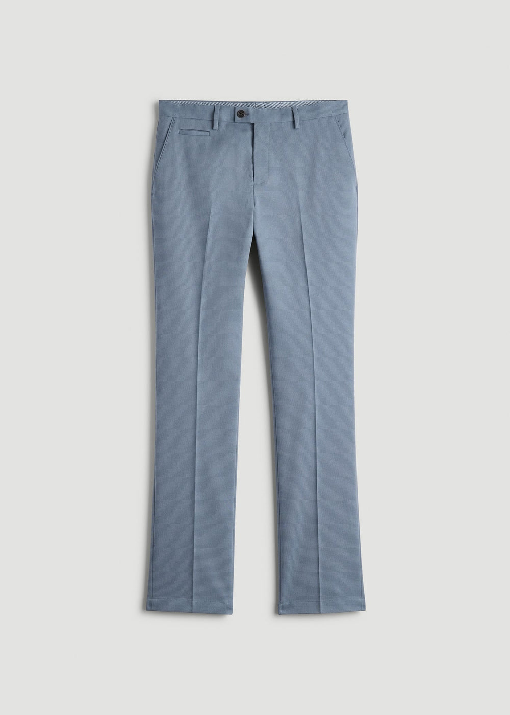 American Tall Outlet | Textured Garment Washed Stretch Cotton Suit Pants for Tall Men in Chambray