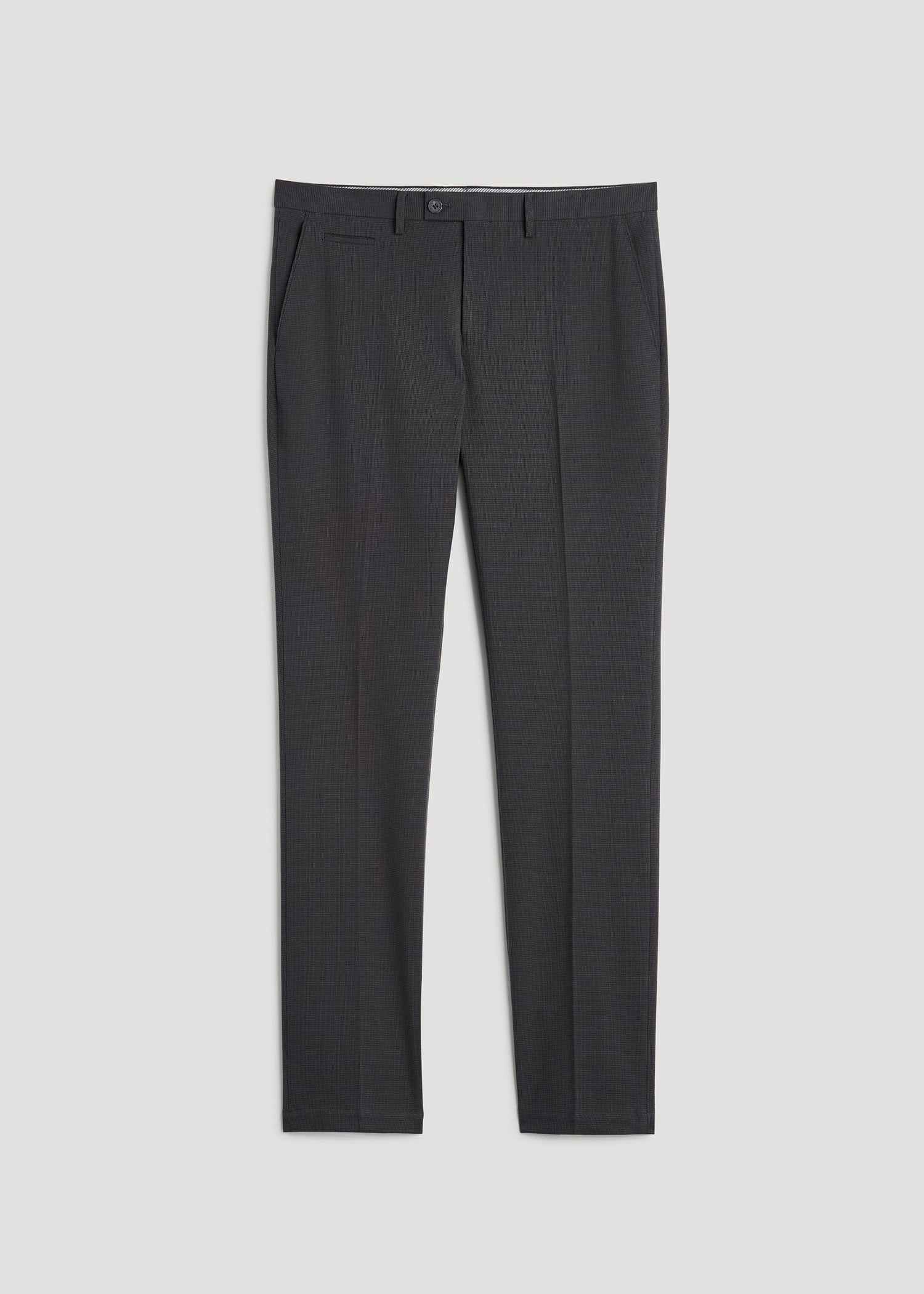 American Tall For Sale | Textured Garment Washed Stretch Cotton Suit Pants for Tall Men in Iron Grey