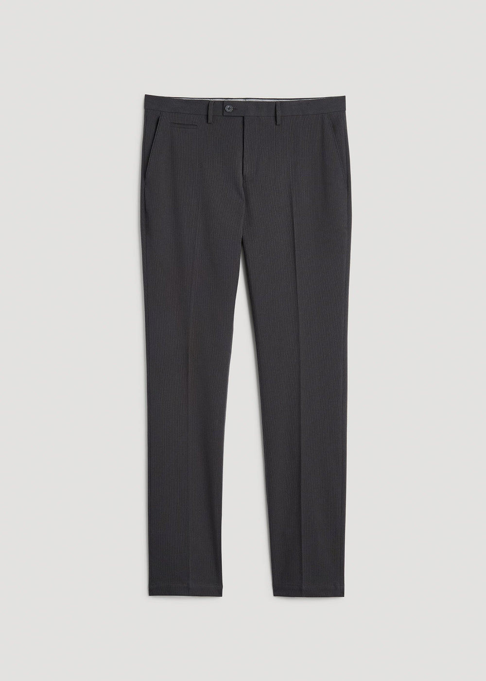 American Tall For Sale | Textured Garment Washed Stretch Cotton Suit Pants for Tall Men in Iron Grey
