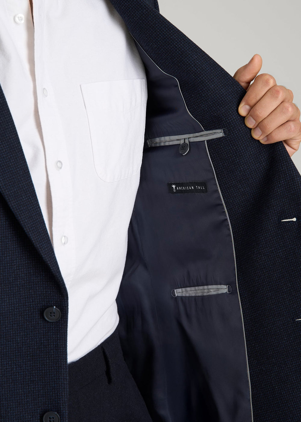 American Tall Online Shop | Wool Blend Blazer for Tall Men in Blue Birdseye