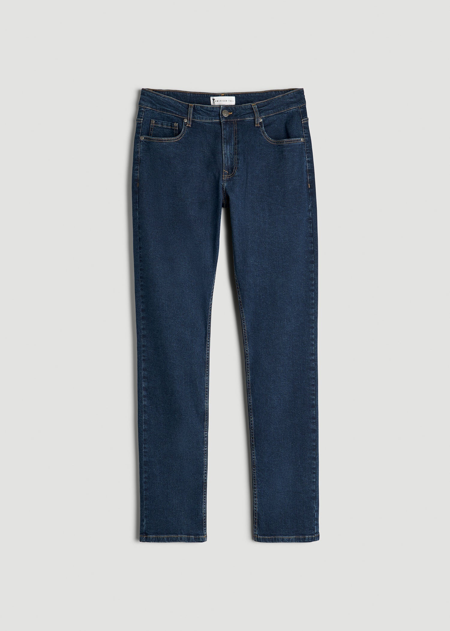 American Tall Discount | A.T. Basics Men's Carman Tapered fit Jeans for Tall Men in Charged Blue