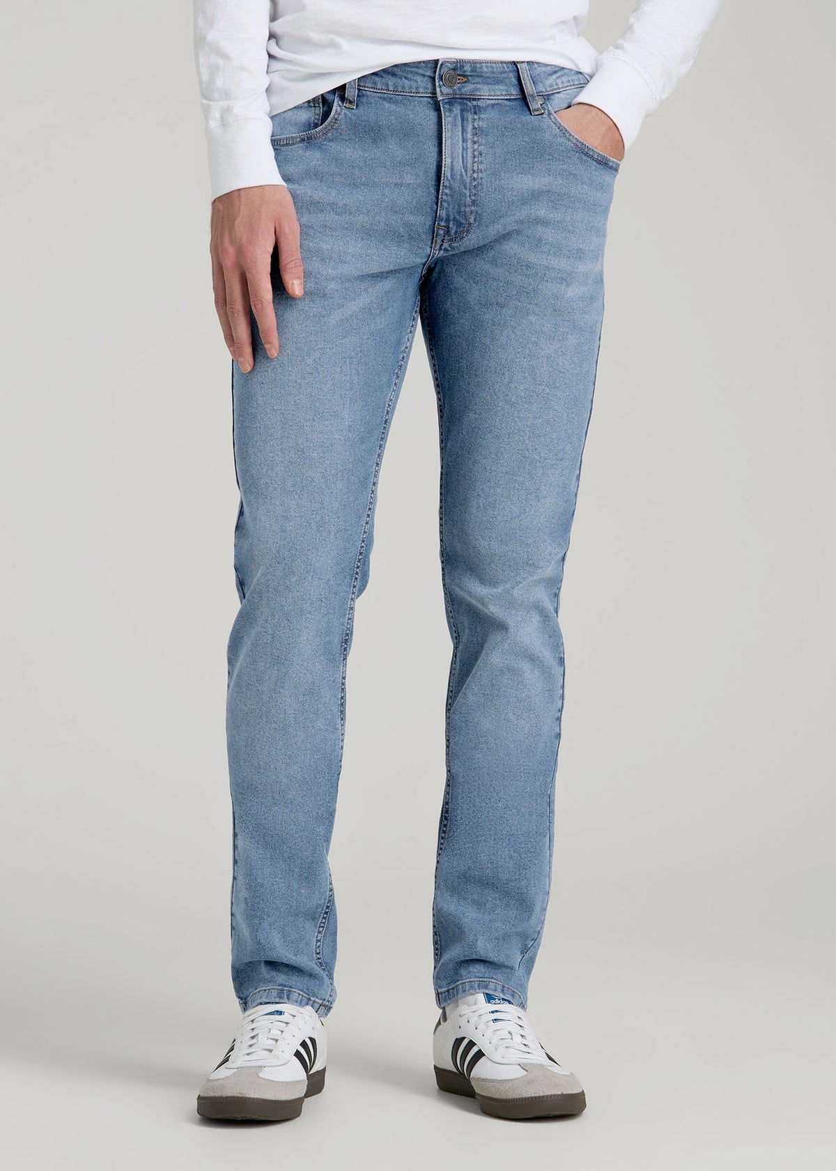 American Tall Sale | A.T. Basics Men's Carman Tapered fit Jeans for Tall Men in Tufts Blue