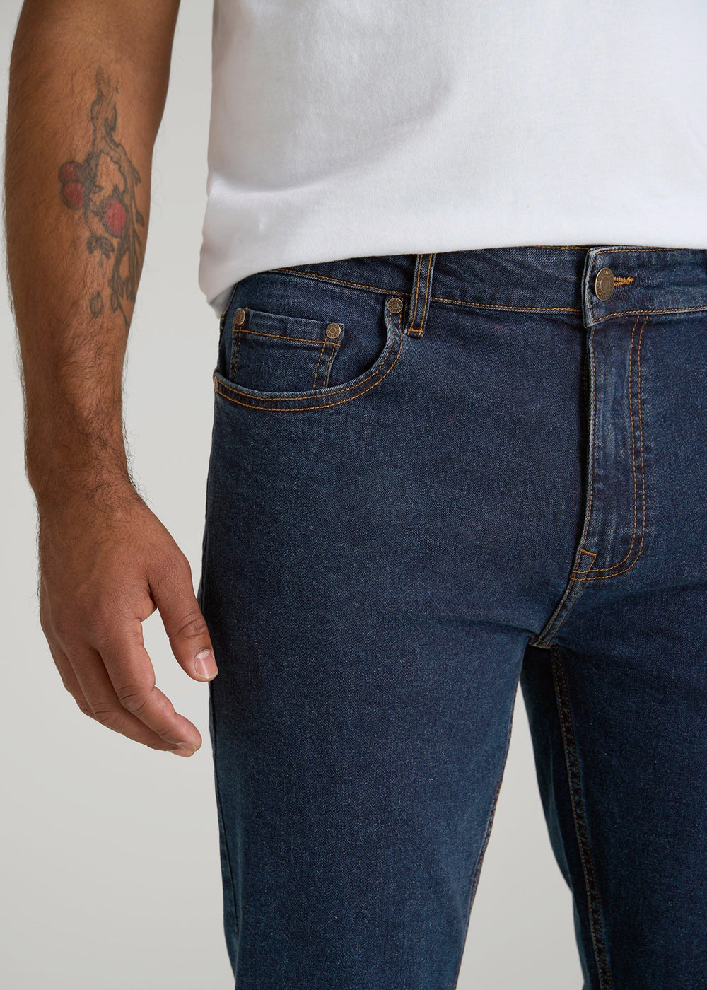 American Tall Discount | A.T. Basics Men's Dylan Slim Fit Jeans for Tall Men in Charged Blue