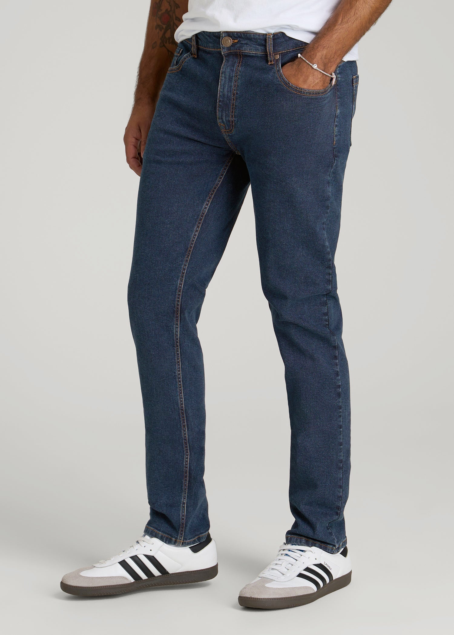 American Tall Discount | A.T. Basics Men's Dylan Slim Fit Jeans for Tall Men in Charged Blue