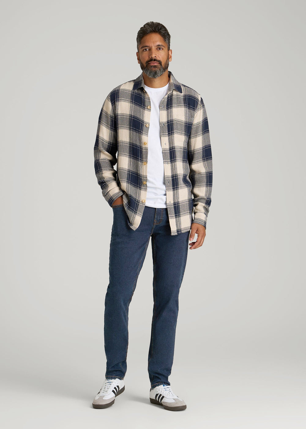 American Tall Discount | A.T. Basics Men's Dylan Slim Fit Jeans for Tall Men in Charged Blue