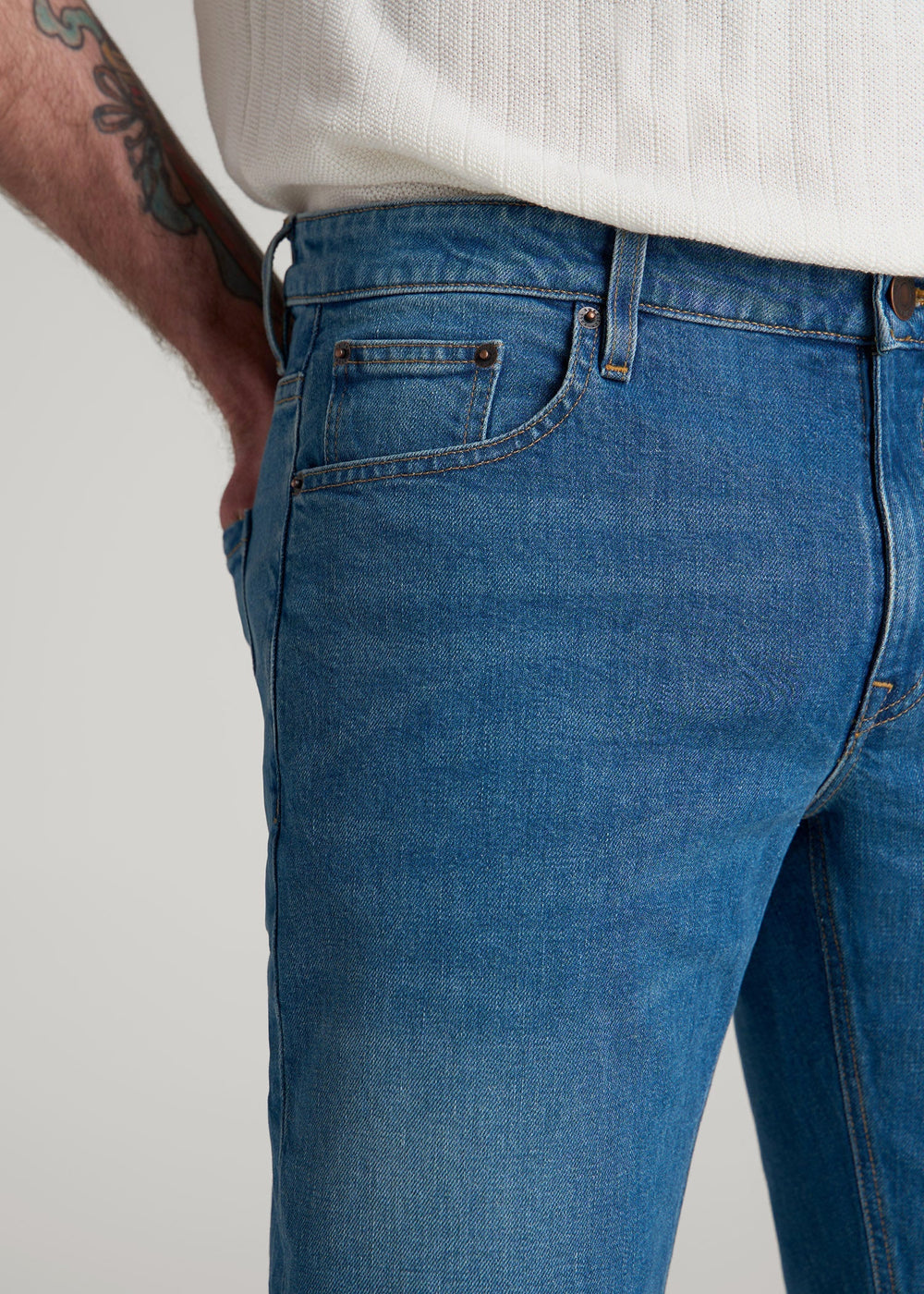 American Tall Outlet | Americana Collection Carman Tapered Fit Jeans For Tall Men in Sail Blue