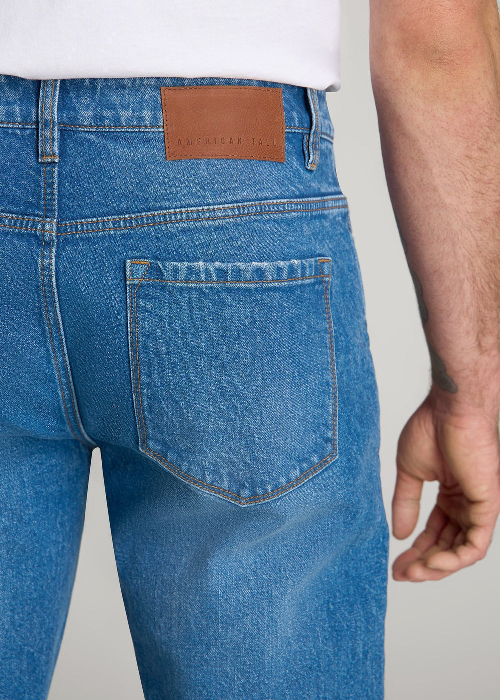 American Tall Online | Milo RELAXED TAPERED FIT Jeans for Tall Men in Classic Mid Blue