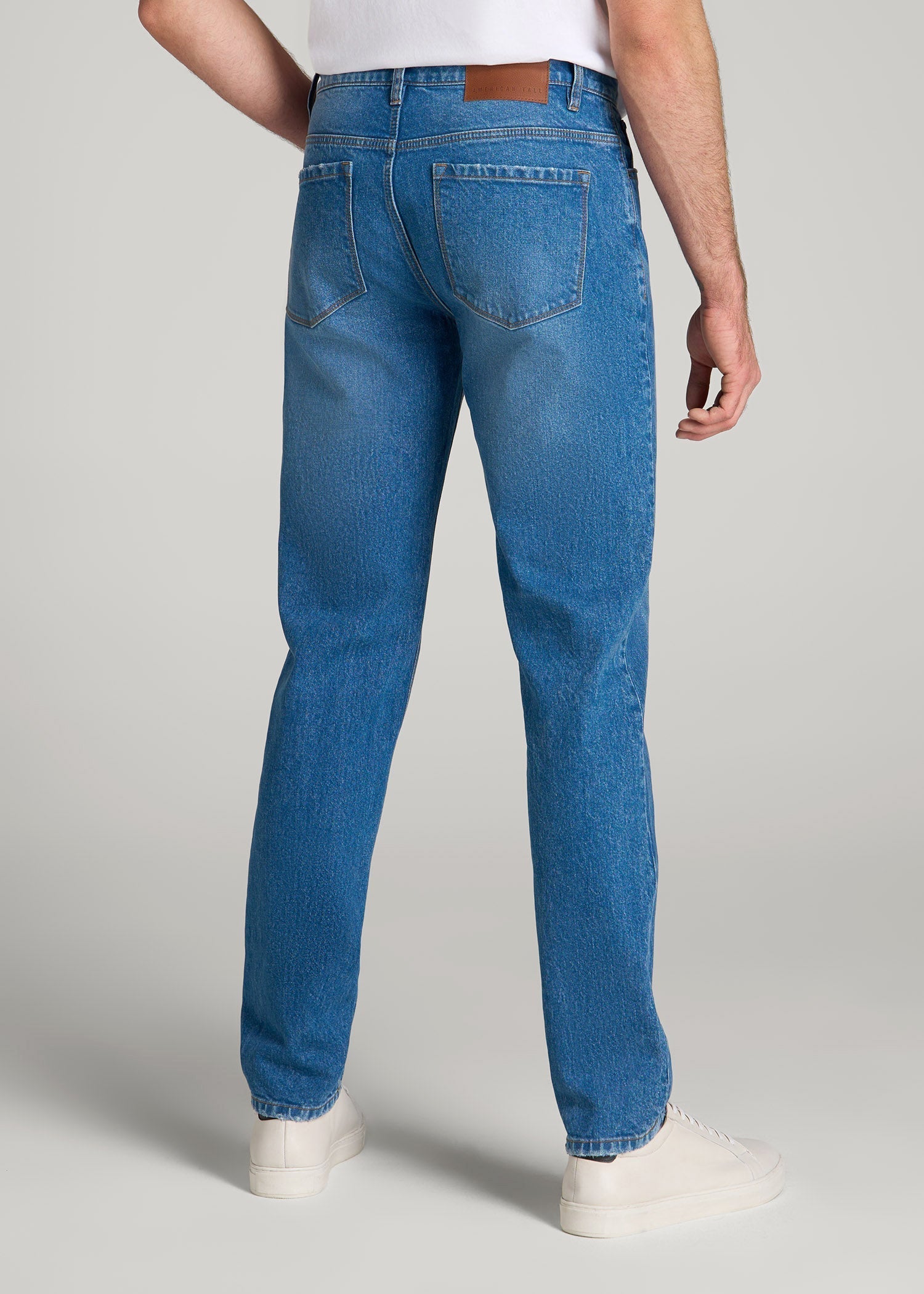 American Tall Online | Milo RELAXED TAPERED FIT Jeans for Tall Men in Classic Mid Blue