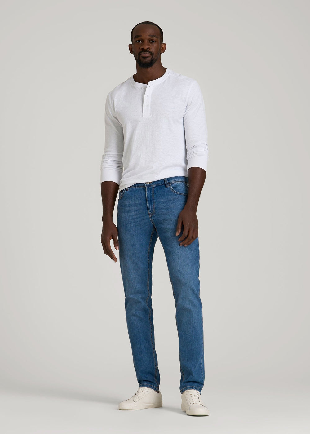 American Tall For Sale | Carman TAPERED Jeans for Tall Men in Classic Mid Blue