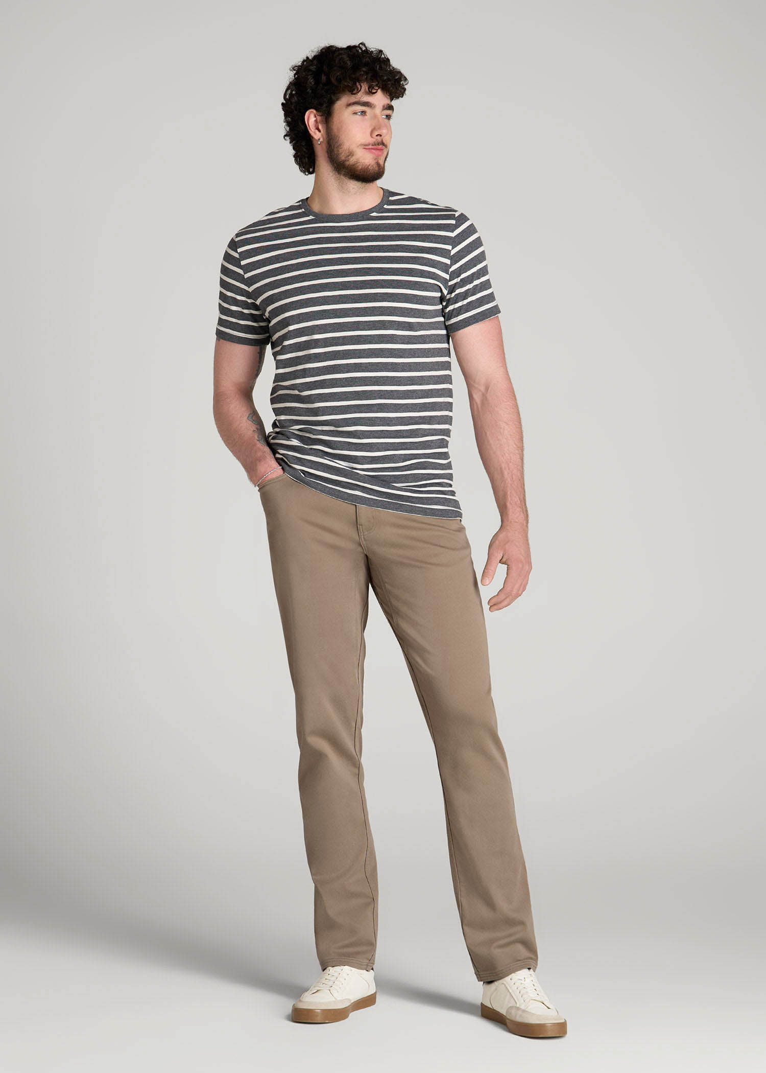 American Tall Sale | Everyday Comfort 5-Pocket TAPERED-FIT Pant for Tall Men in Dark Sand