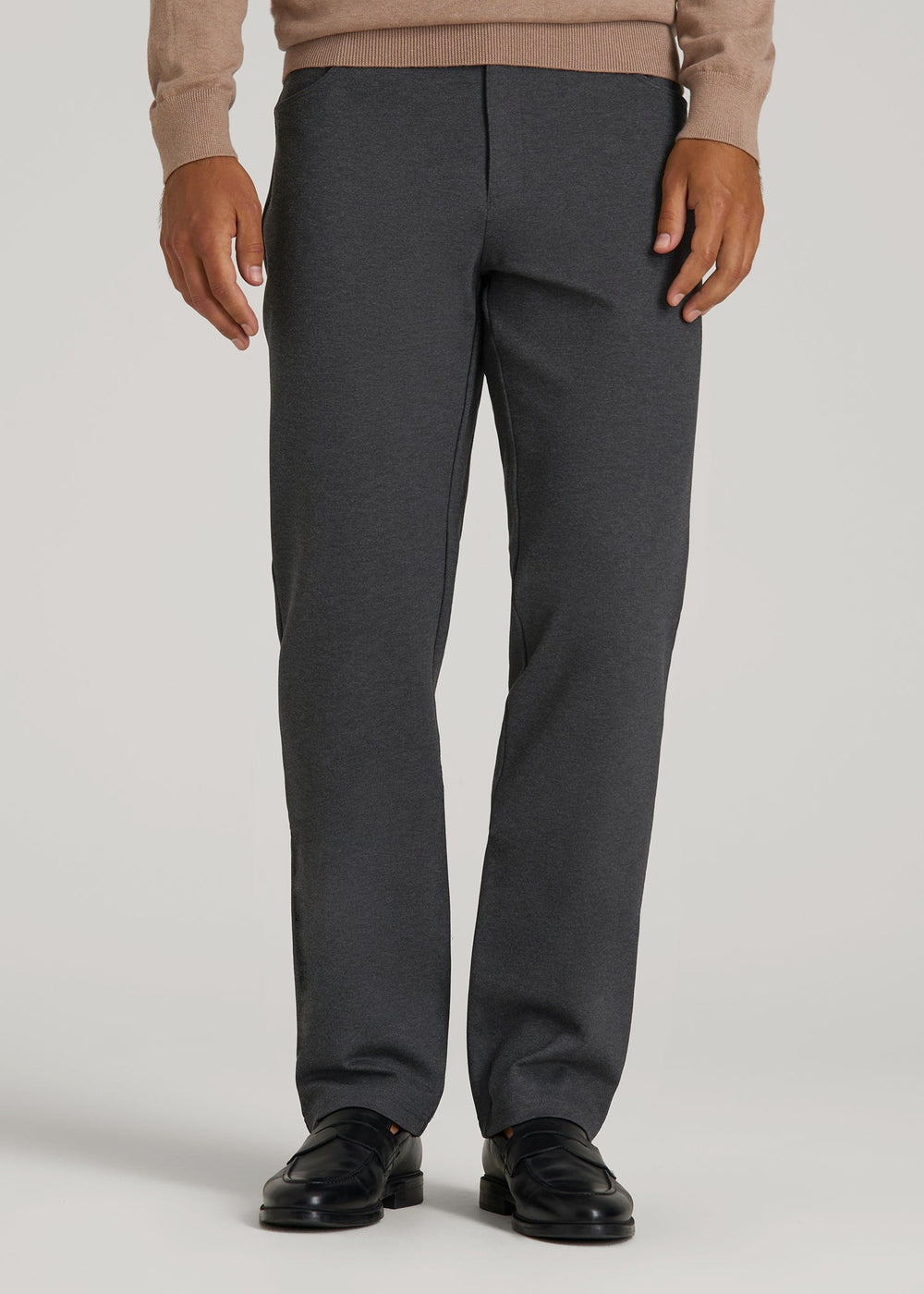 American Tall Outlet | Soft Flex Ponte Pants for Tall Men in Dark Charcoal Heather
