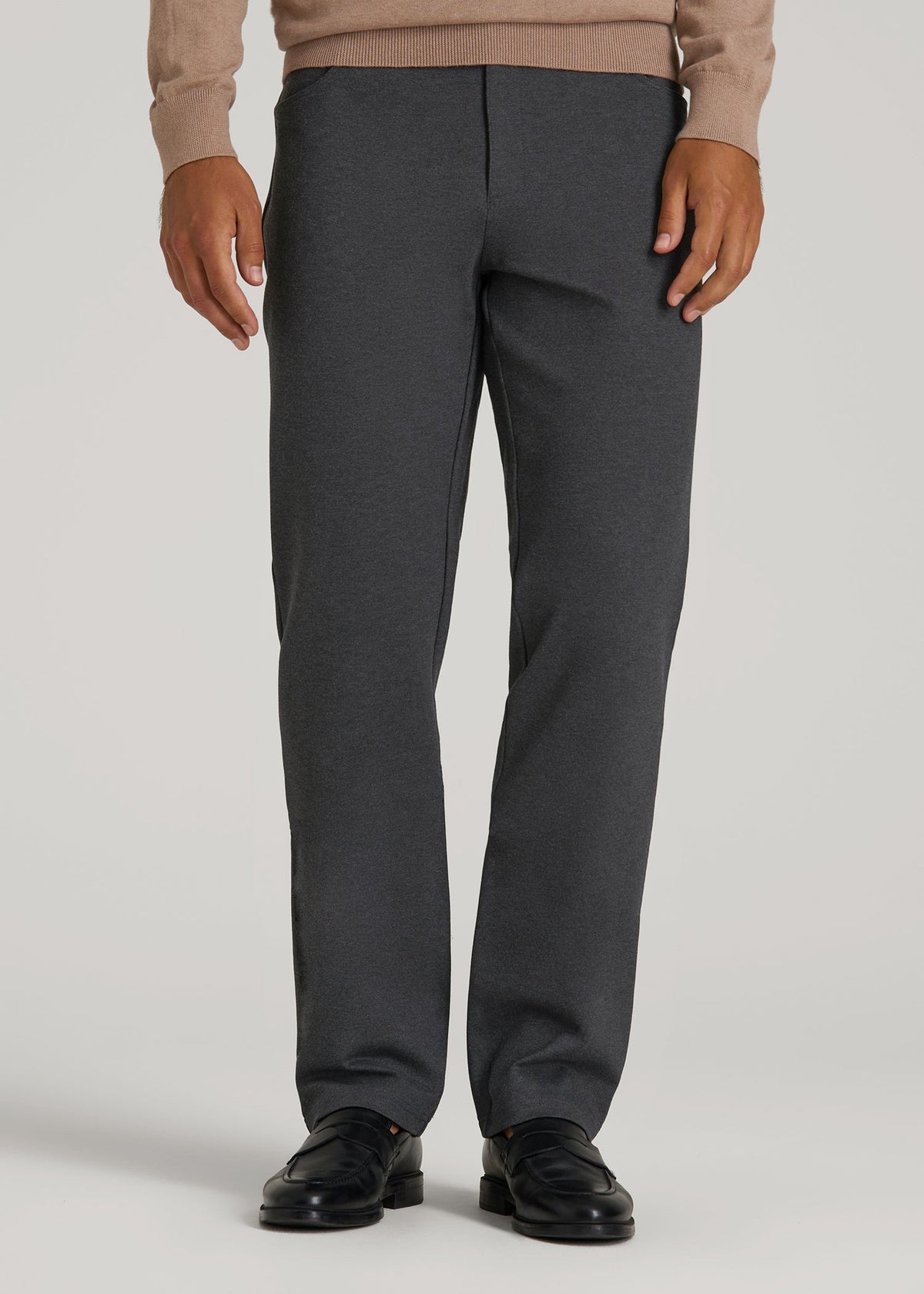 American Tall Outlet | Soft Flex Ponte Pants for Tall Men in Dark Charcoal Heather