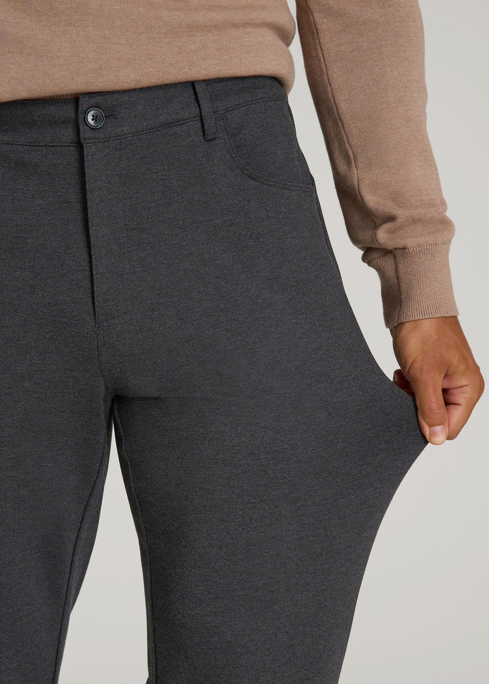 American Tall Outlet | Soft Flex Ponte Pants for Tall Men in Dark Charcoal Heather