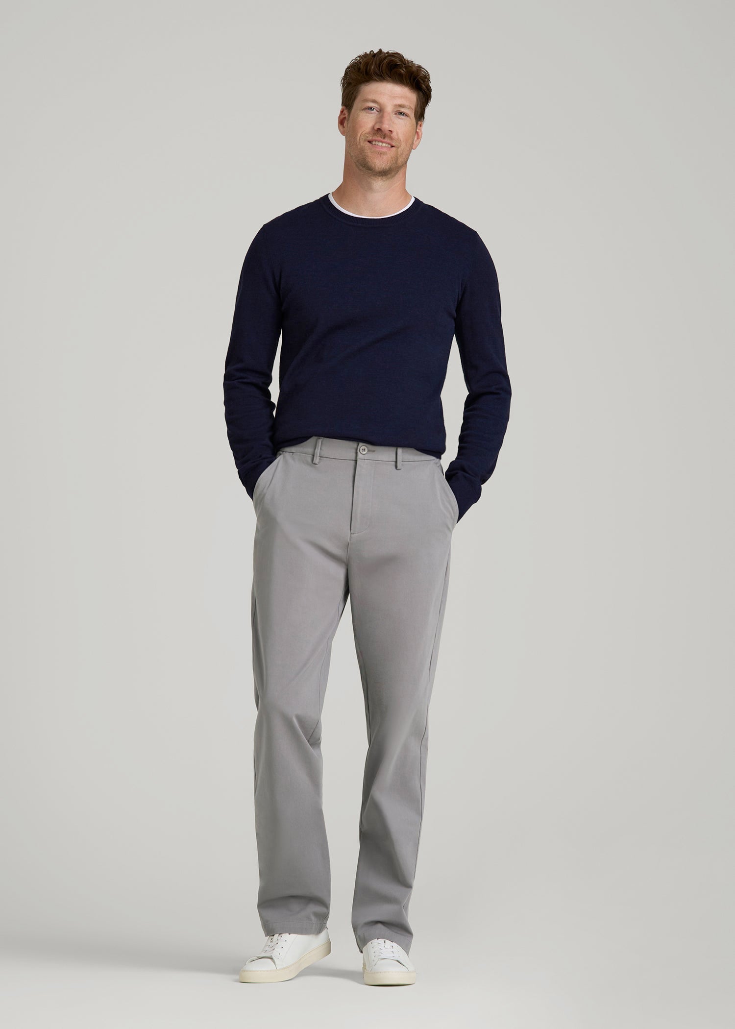 American Tall For Sale | 4-Way Stretch Commuter Straight Chino Pants for Tall Men in Pebble Grey