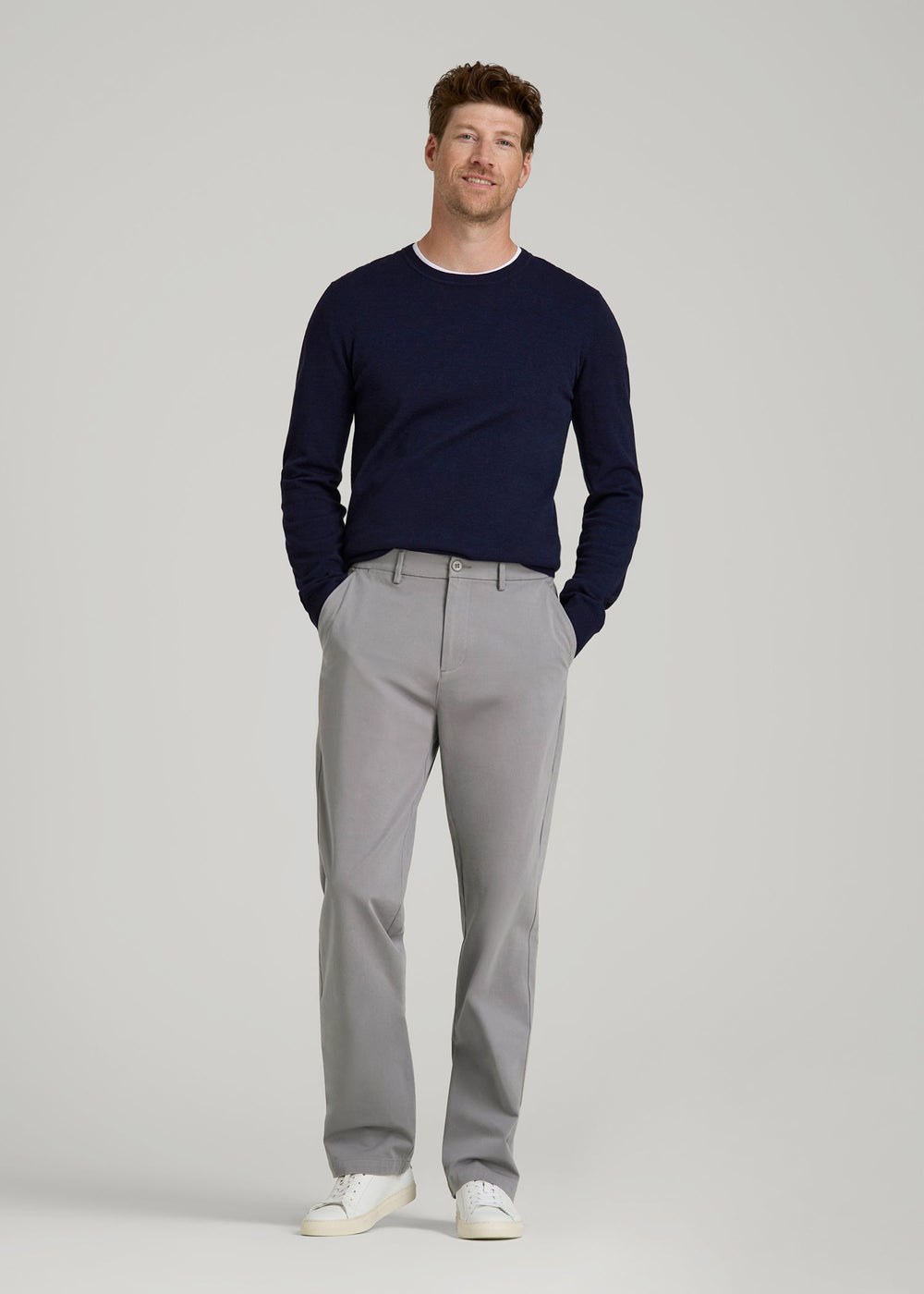 American Tall For Sale | 4-Way Stretch Commuter Straight Chino Pants for Tall Men in Pebble Grey